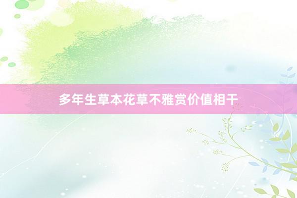 多年生草本花草不雅赏价值相干
